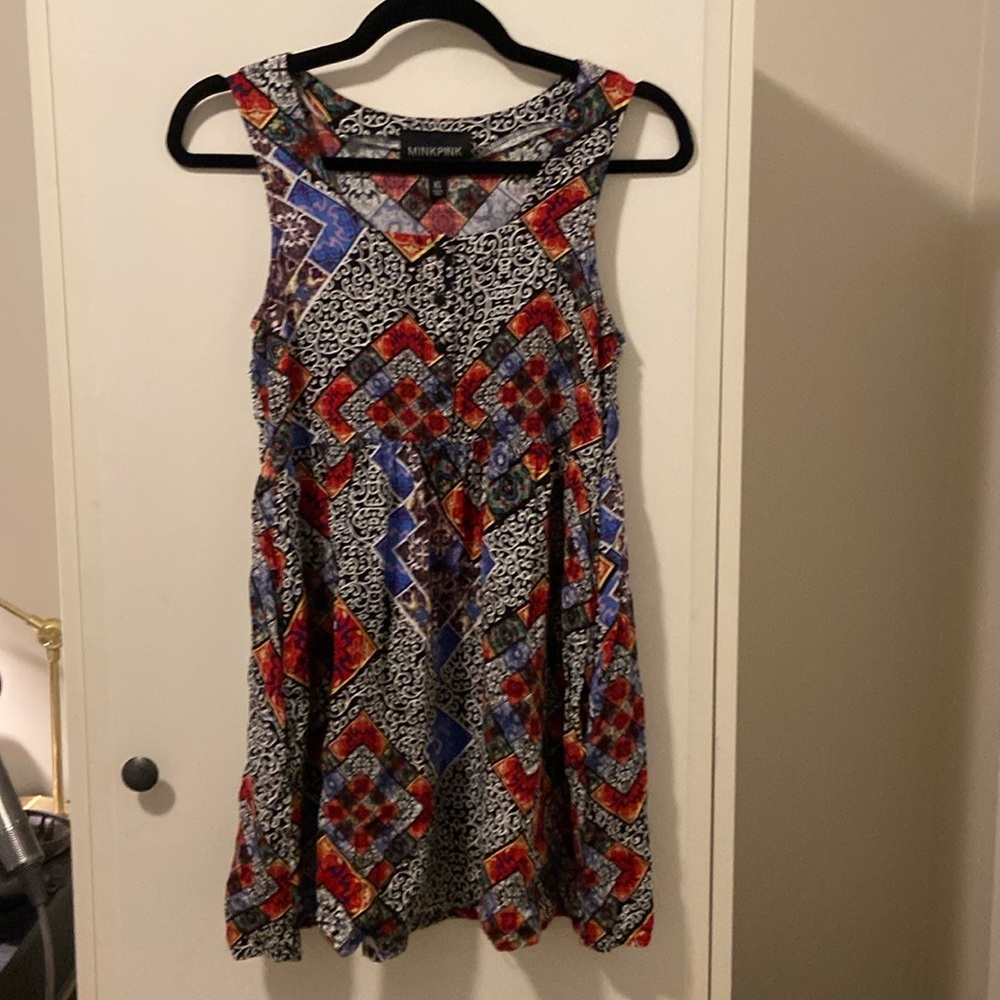 Minkpink empire waist dress with buttons up top